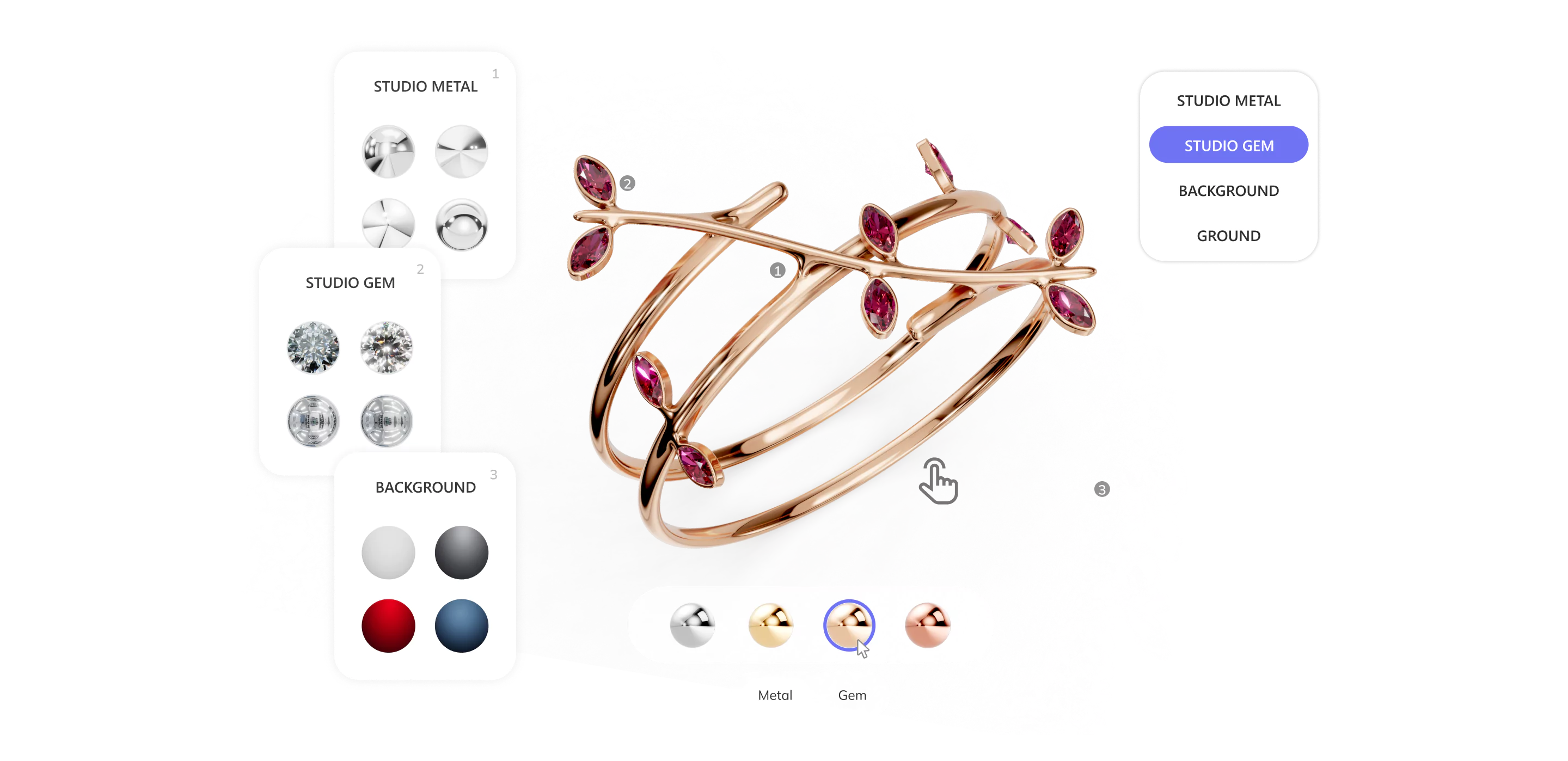 Showcase interactive 3D jewelry designs